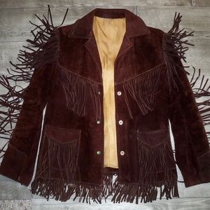 Vtg Suede Leather Fringe Native Men's Jacket Small